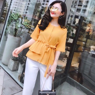 Set bộ quần ống rộng áo rút dây