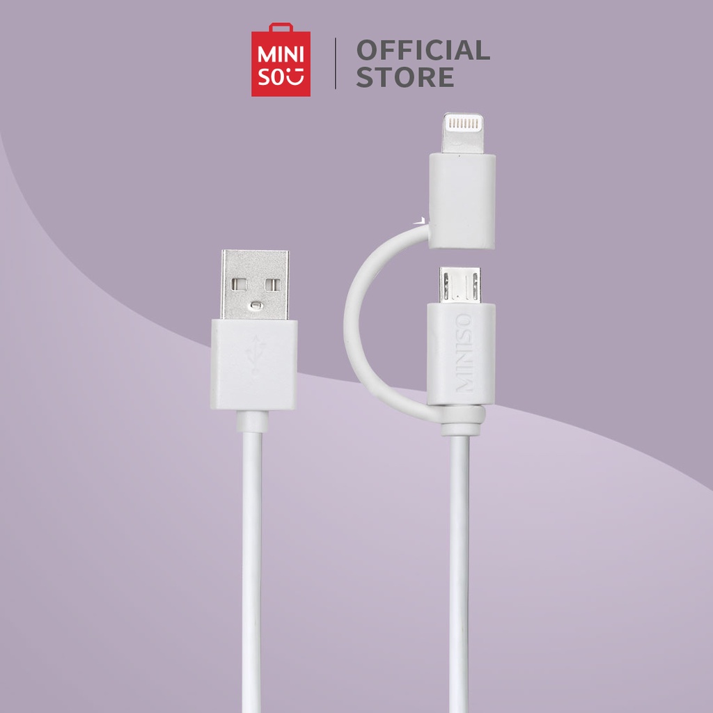 Cáp dữ liệu USB Miniso 2 trong 1 cho Apple:White