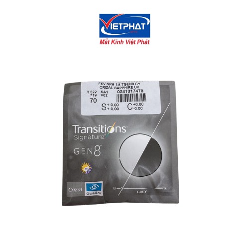 Tròng Kính Đổi Màu Essilor Transitions Gen8 chính hãng Pháp