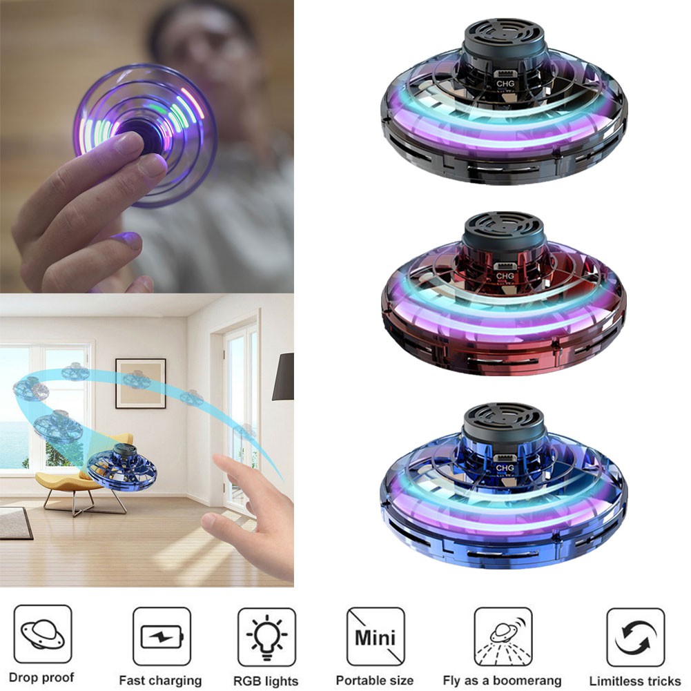 【New】Fidget Finger Spinner Mini Flying Gyro Gaming Gaming Trò chơi ngoài trời Fly UFO Drone Đồ chơi trẻ em