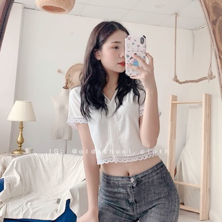 CROPTOP LEN TĂM VIỀN REN (ảnh thật/sẵn)