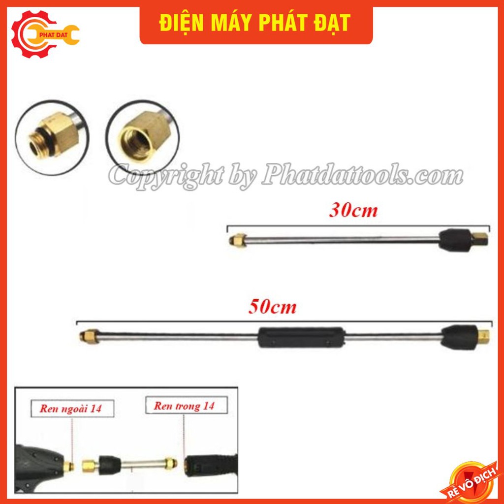 Cần nối dài súng rửa xe 30-50cm-Chất liệu đồng,thép không gỉ cao cấp