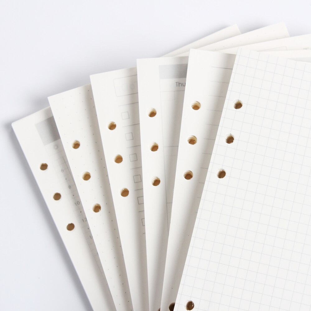 Classic 6 holes binder notebook inner paper core/refilling inner papers:line,grid,dots,list,daily weekly monthly planner