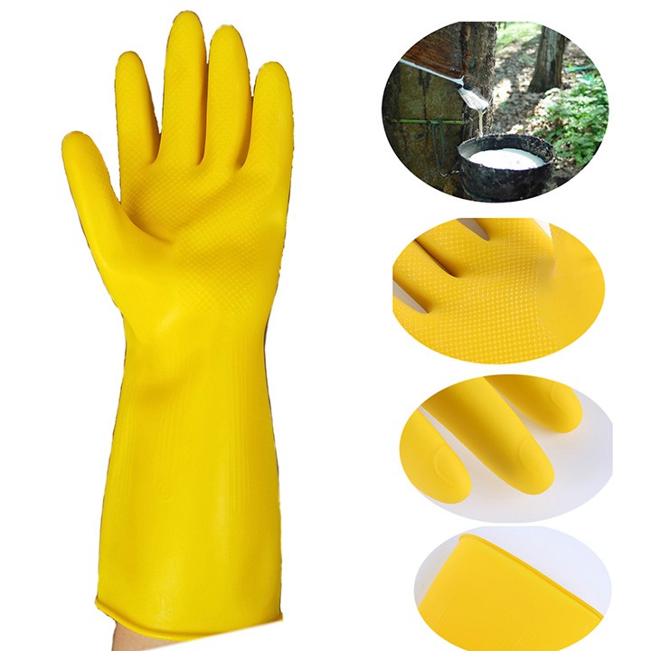Găng tay cao su rửa chén bát lau dọn vệ sinh cổ dài có gai sần chống trơn trượt dày dặn không thấm nước youngcityshop