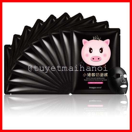 Combo 10 miếng mặt nạ sữa chua than tre thanh lọc làm sáng da ngăn ngừa mụn Images Piggy Yogurt Black Mask