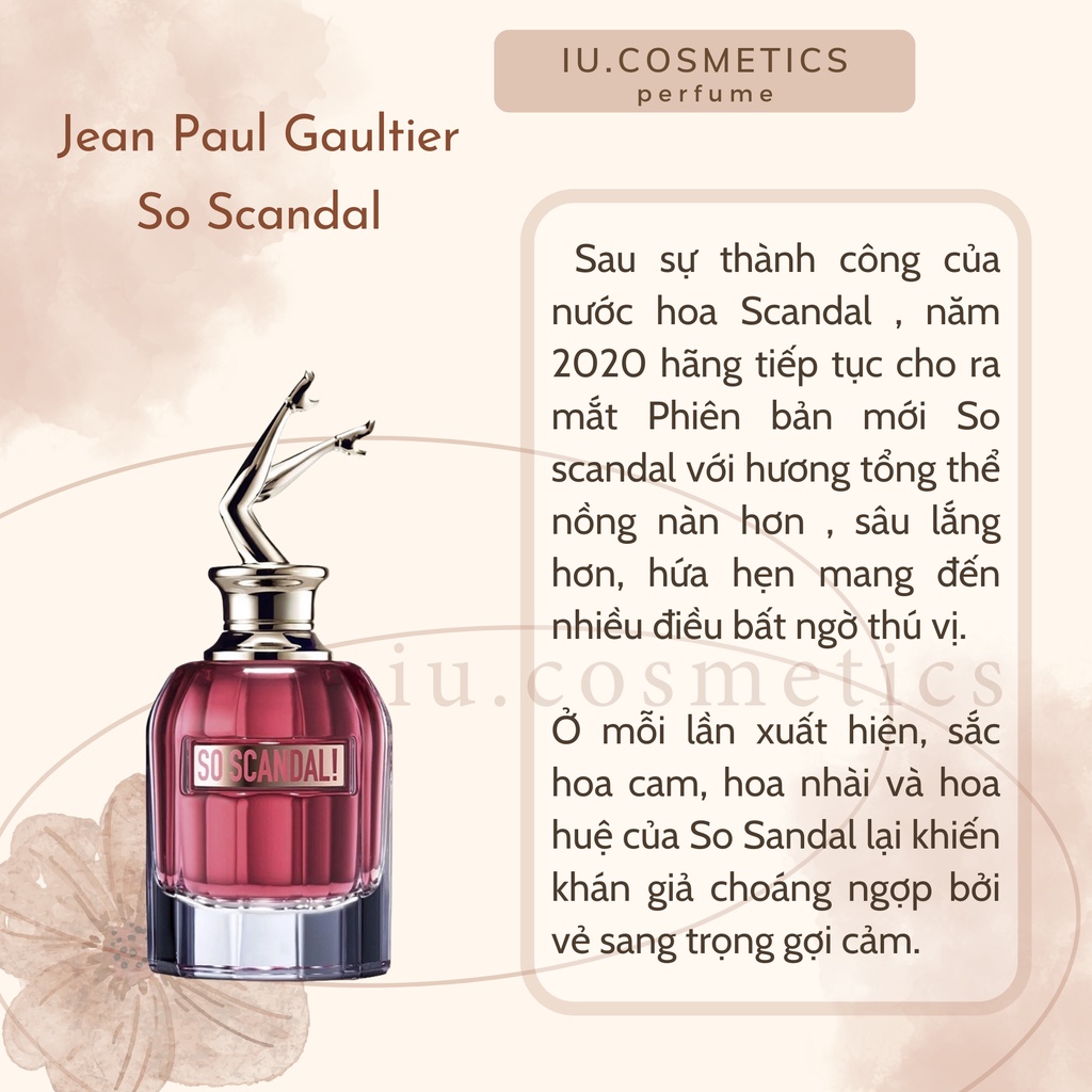 Nước hoa nữ Scandal Jean Paul Gaultier EDP dung tích 80ml - Dầu thơm nữ sang trọng quý phái lưu hương lâu - iu.cosmetics