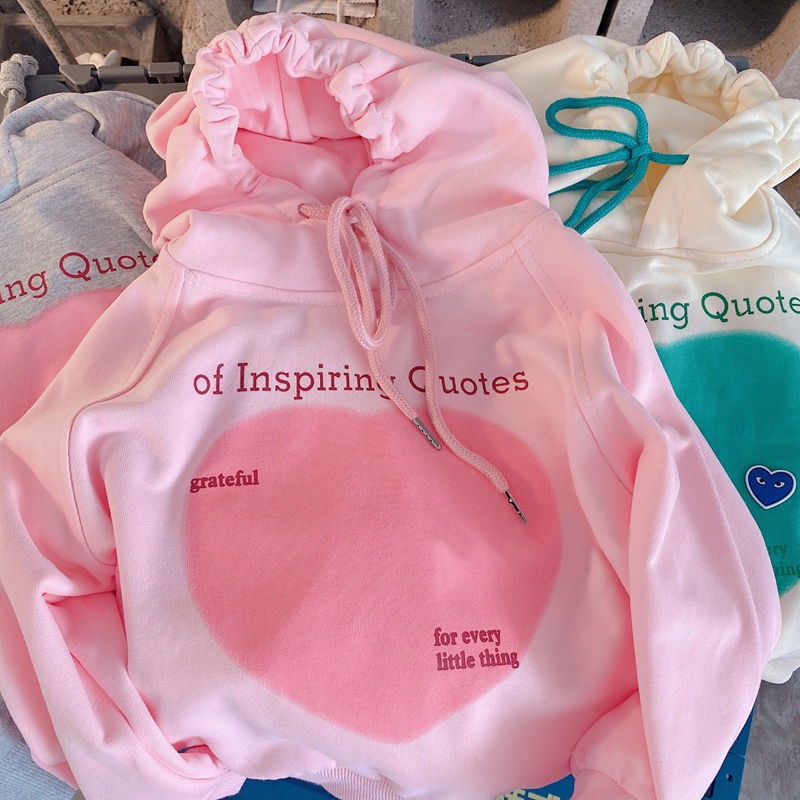 Áo Hoodie Cotton Cổ Tròn Dáng Rộng Phối Dây Rút Thời Trang Mùa Thu Phong Cách Hàn Quốc Cho Nữ