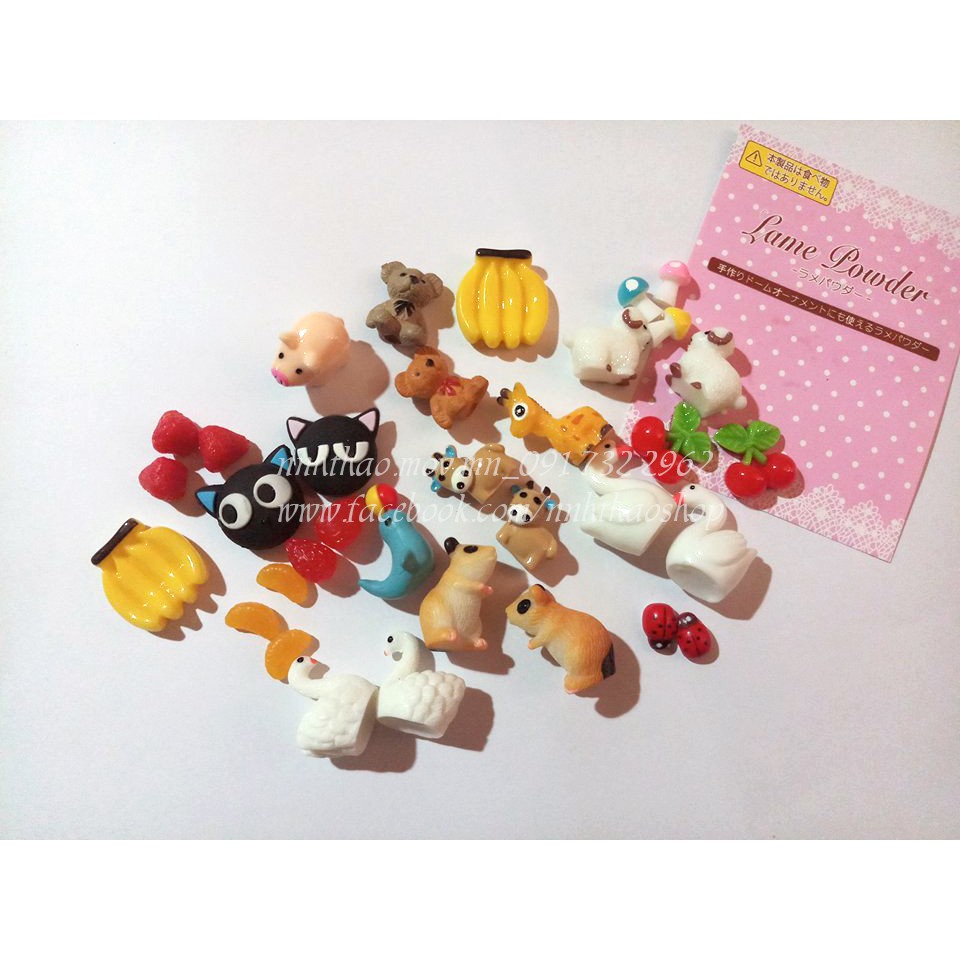 Combo charm 30 cái động vật, trái cây