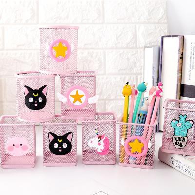 Ống cắm bút hồng pastel CB6 hộp đựng viết heo hồng sakura cute dễ thương