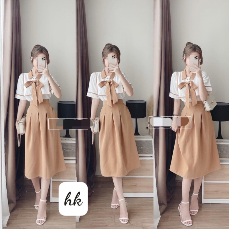 Set váy nơ cổ | BigBuy360 - bigbuy360.vn