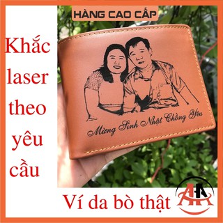 Ví Nam Da Bò Thật Khắc Chữ Khắc Hình Ảnh Theo Yêu Cầu️ Khắc Bằng Tia LASER  Bảo Hành 12 Tháng