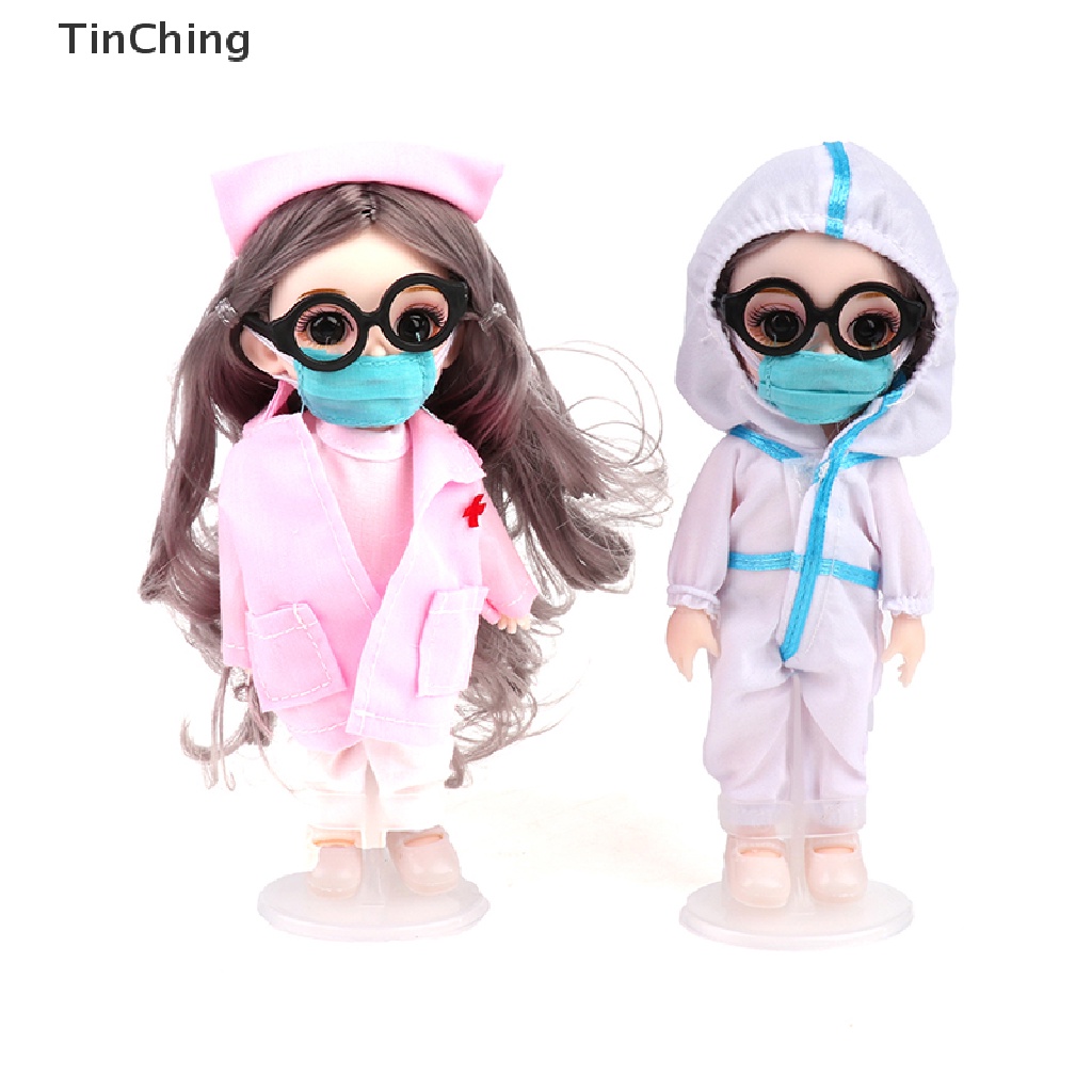 Bộ Đồ Bảo Vệ Y Tá / Bác Sĩ / Y Tá Màu Trắng Xinh Xắn Kích Thước 17cm Cho Búp Bê