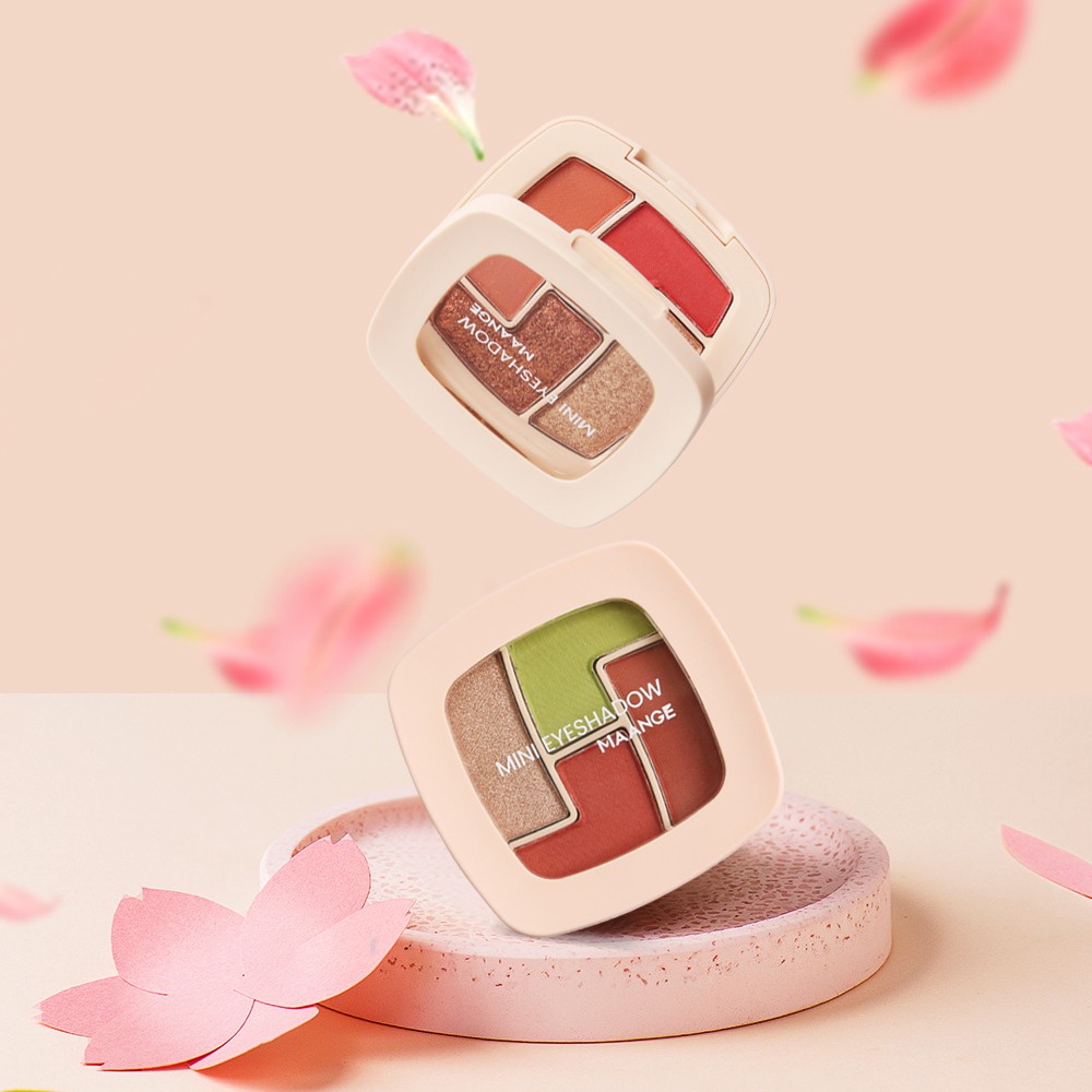 MAGEFY Mắt  Mini 4 Màu Không Thấm Nước 21g/Bảng phấn mắt /Ba màu có sẵn/Bảng Phấn Mắt 4 Màu Lì / Nhũ Kháng Nước Lâu Trôi