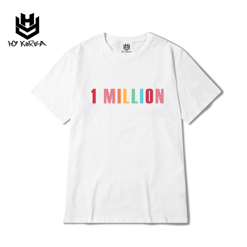 Áo Thun Tay Lỡ HY Korea Form Rộng Unisex Vải Cotton 100 In Hình 1 Million 538.