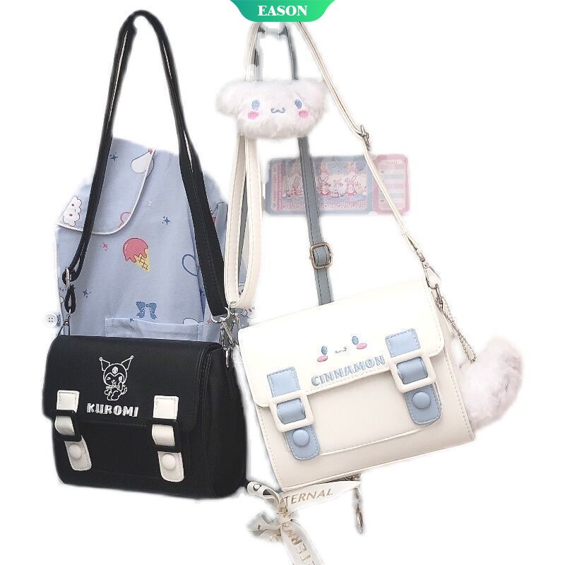 Sanrio Túi Đeo Chéo Vai Bằng PU Hình Cinnamoroll Và Kuromi Đáng Yêu Thiết Kế Thời Trang Đơn Giản