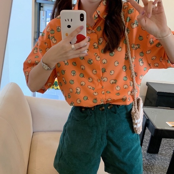 【ZHELIHANGFEI】Áo Sơ Mi Tay Dài Form Rộng Họa Tiết In Theo Phong Cách Nhật Bản Dễ Phối Đồ