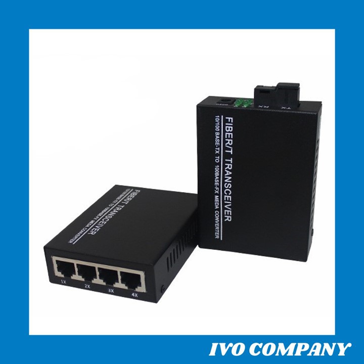 Thiết Bị Chuyển Đổi Quang Điện 1 Sợi Media Converter 1FO 1 Quang 4 LAN 100Mbps