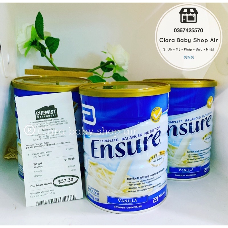 (Air ✈️ đủ bill) Sữa Ensure Úc loại 850g date 11/ 2023