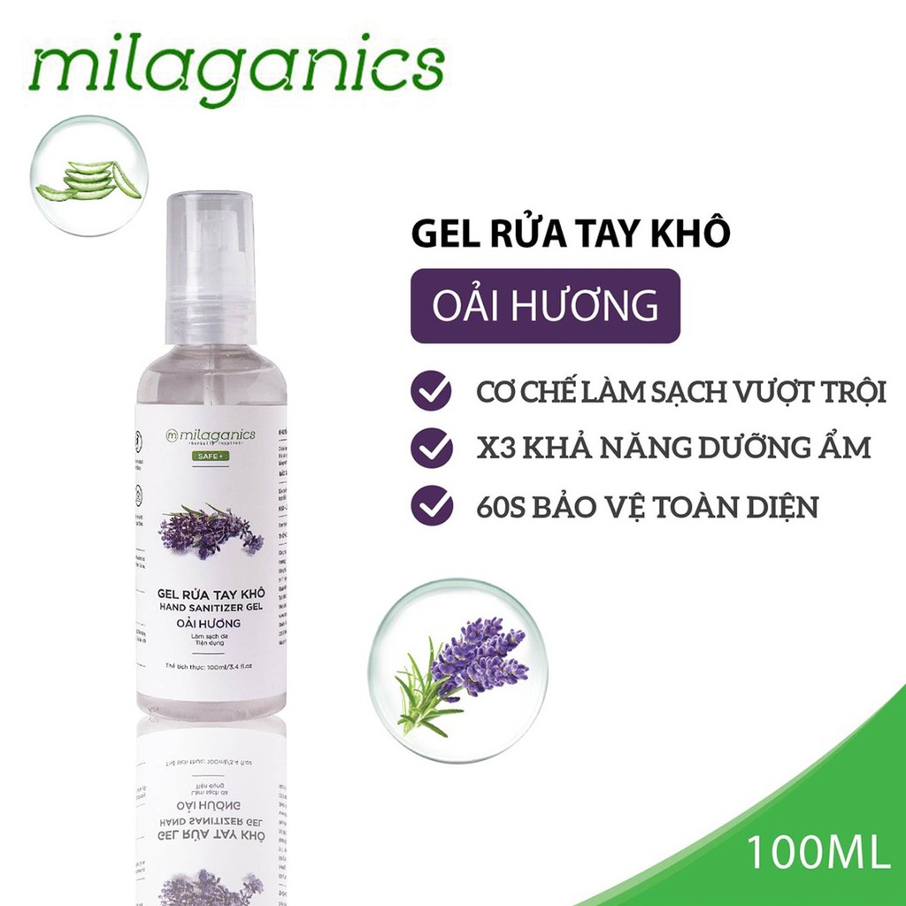GEL RỬA TAY KHÔ OẢI HƯƠNG MILAGANICS 100ML