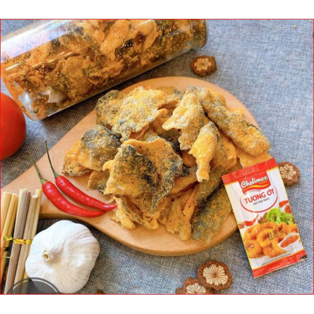 [freeship+xả kho 3 ngày]Da cá trứng muối Lon 200gr,ăn vặt Hàng ngon nhà làm