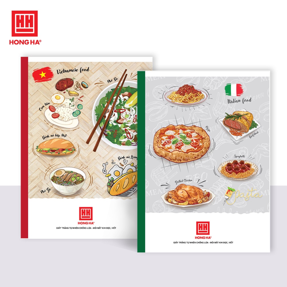 Tập kẻ ngang 80 trang gáy dán định lượng 58gsm độ trắng tự nhiên Hồng Hà Pupil Traditional Food  - MS: 1102