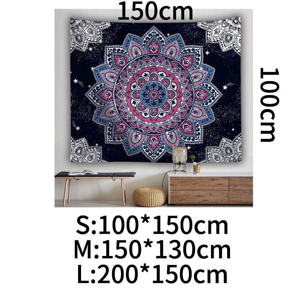 KUNHEV Thảm Treo Tường Hình Vuông Họa Tiết Hoa Mẫu Đơn Mandala