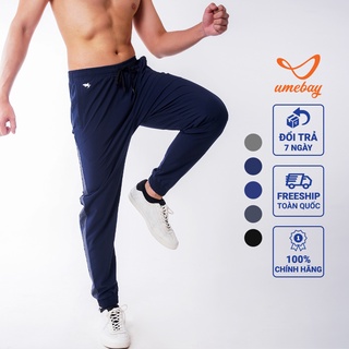 Quần jogger thể thao nam cao cấp, vải gió chống nước co giãn cạp chun dây rútThu Đông màu xanh tím than