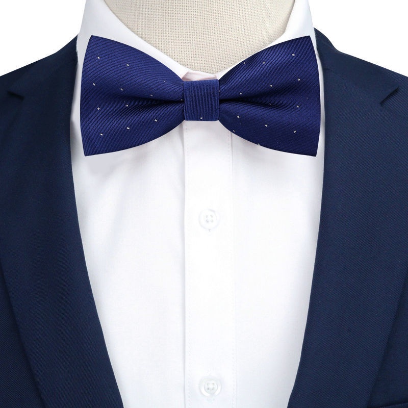 Cà Vạt Nơ Họa Tiết Chấm Bi Phong Cách Anh Quốc Cho Chú Rể