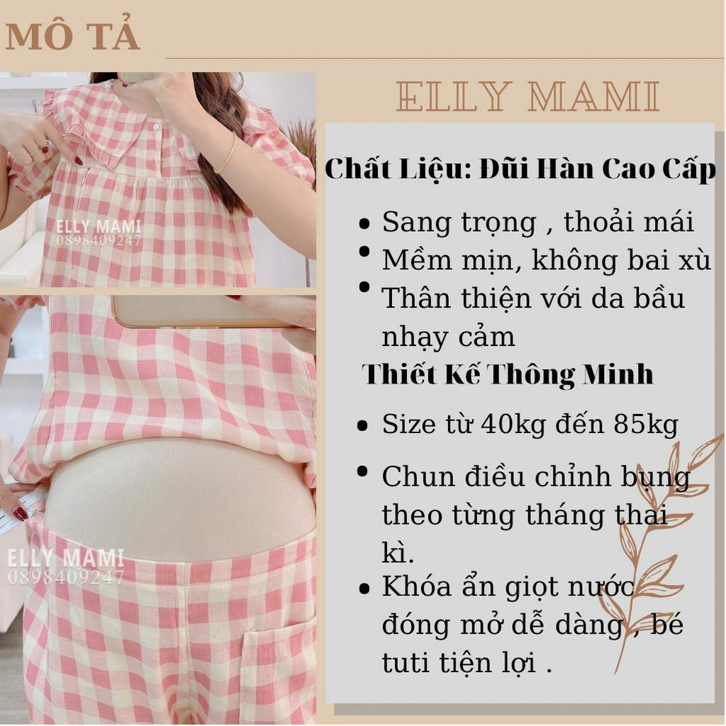 ( 40kg - 85kg ) Đồ Bộ Bầu Và Sau Sinh Nhiều Màu Đũi Hàn Cổ Bèo Caro Ngắn Tay , Quần Dài Form Dễ Mặc , Siêu Mát Nhẹ Tênh
