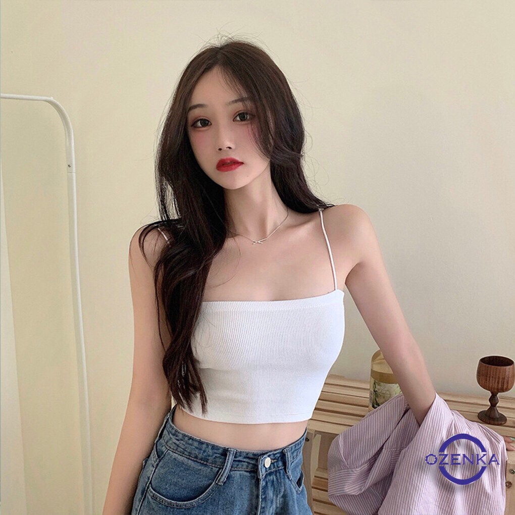 Áo 2 dây 🦋 dáng croptop chất liệu thun mềm mặc ôm sát mix kèm áo khoác cadigant xinh xỉu