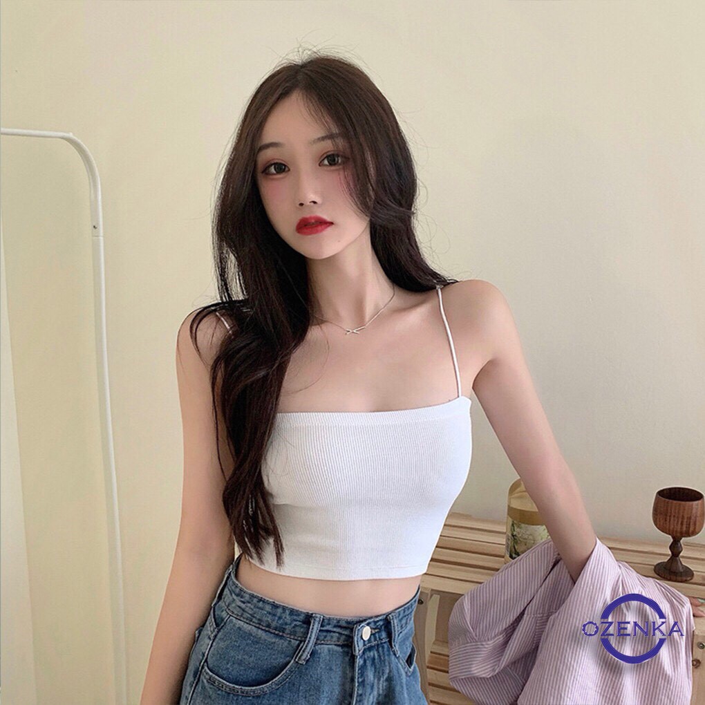 Áo 2 dây 🦋 dáng croptop chất liệu thun mềm mặc ôm sát mix kèm áo khoác cadigant xinh xỉu