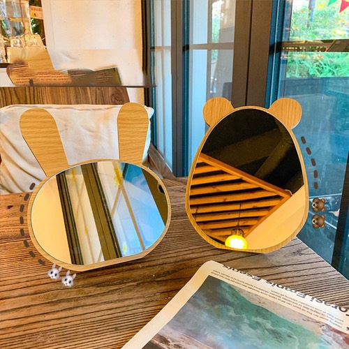 Gương để bàn trang điểm bằng gỗ tai gấu ,tai thỏ