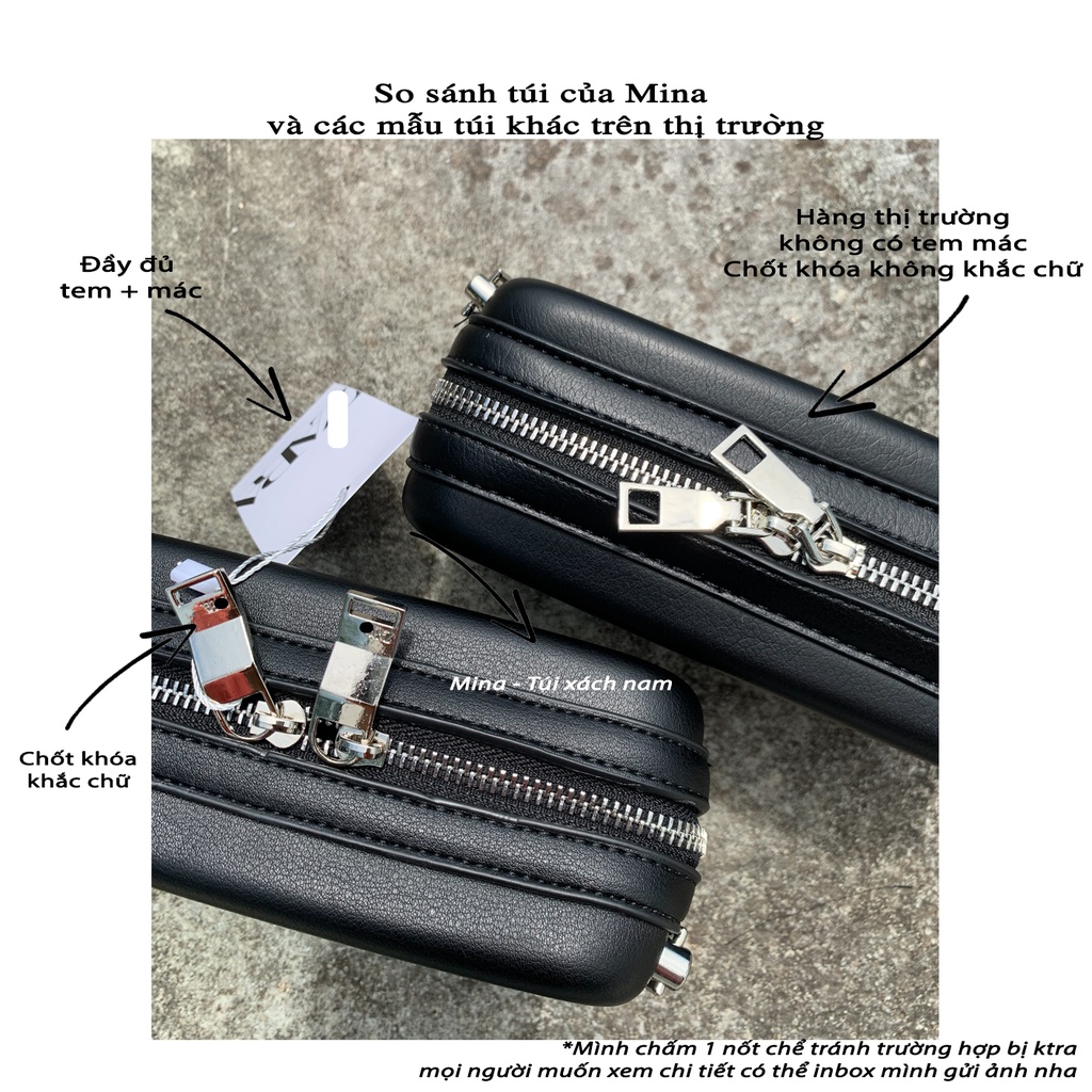 Túi hộp nam đeo chéo giỏ nhựa trong suốt xịn cứng cáp đeo ngực đeo vai trendy unisex cặp nam nữ thời trang MINA