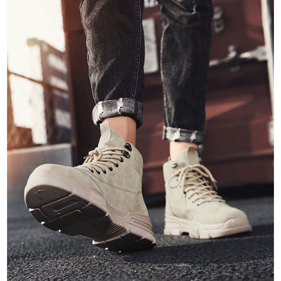 Giày Sneaker nam cổ cao, bốt nam da lì phong cách bụi bặm đường phố QA - 362 | BigBuy360 - bigbuy360.vn