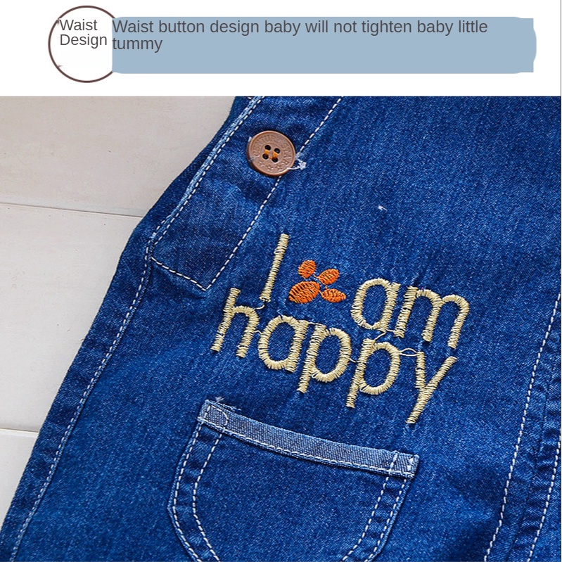Quần Yếm Jeans Denim Ngắn Thoáng Khí Dễ Thương Dành Cho Trẻ Em
