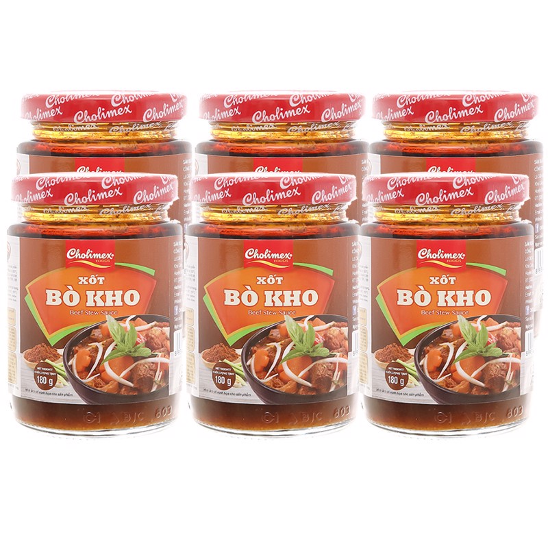 LỐC 6 HŨ XỐT NẤU BÒ KHO CHOLIMEX 180G/HŨ