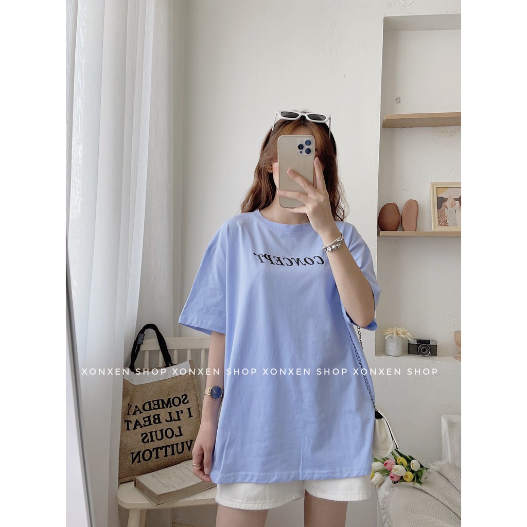 ÁO THUN NỮ form rộng in chữ đơn giản dễ thương chất cotton dày dặn XONXEN SHOP freesize mã 09