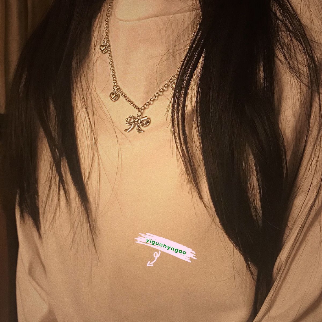 Vòng cổ phối mặt hình nơ trái tim xinh xắn thời trang hip hop