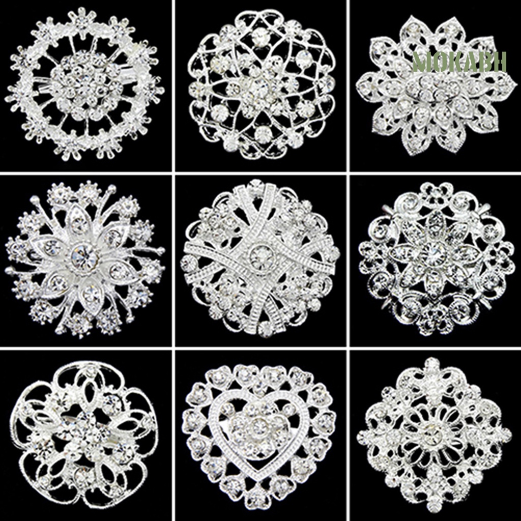 Ghim Cài Áo Hình Hoa / Trái Tim Đính Đá Lấp Lánh Chống Gỉ Sét Cho Nữ