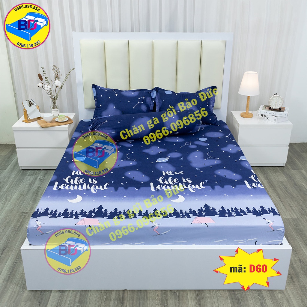 Bộ ga giường , ga bo chun bọc xung quanh chắc chắn ( gồm 4 món )