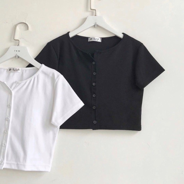 [GIÁ SỈ] Áo croptop cổ tròn 6 cúc dọc chất cotton dày dặn co giãn 4 chiều SABI SHOP FREE SIZE DƯỚI 60KG