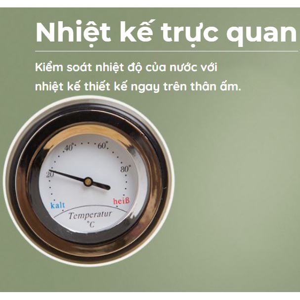 Ấm siêu tốc đun nước Vdada pha trà cao cấp Decor nhà bếp phong cách Vintage, dung tích 1.7L