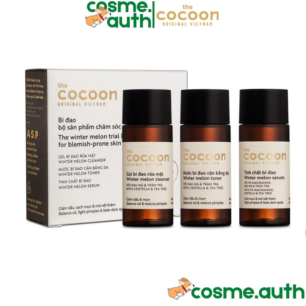 Bộ Chăm Sóc Da Mụn Cocoon Bí Đao The Winter Melon Trail Kit For Biemish - Prone Skin