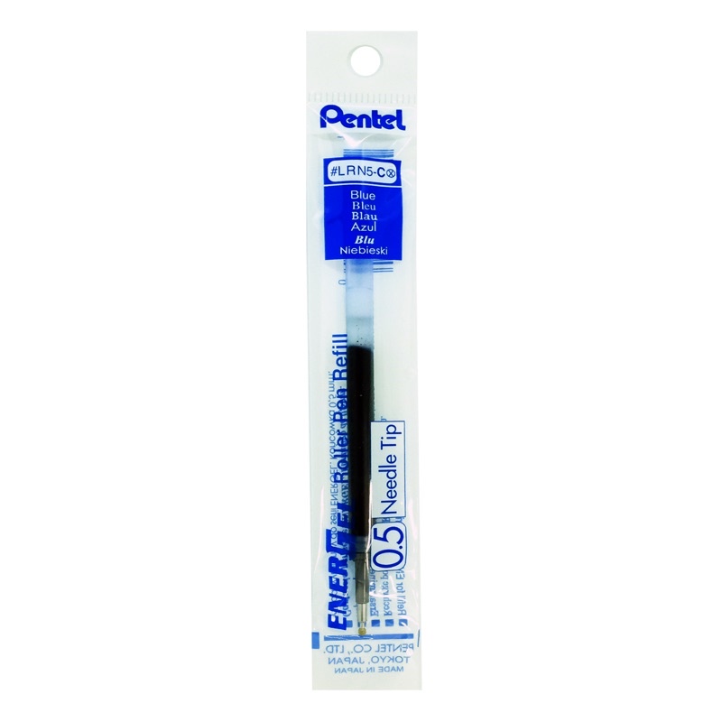 Hộp 12 bút gel Pentel energel, viết mực nước dạng bấm nét 0.5mm màu xanh- Ruột thay thế