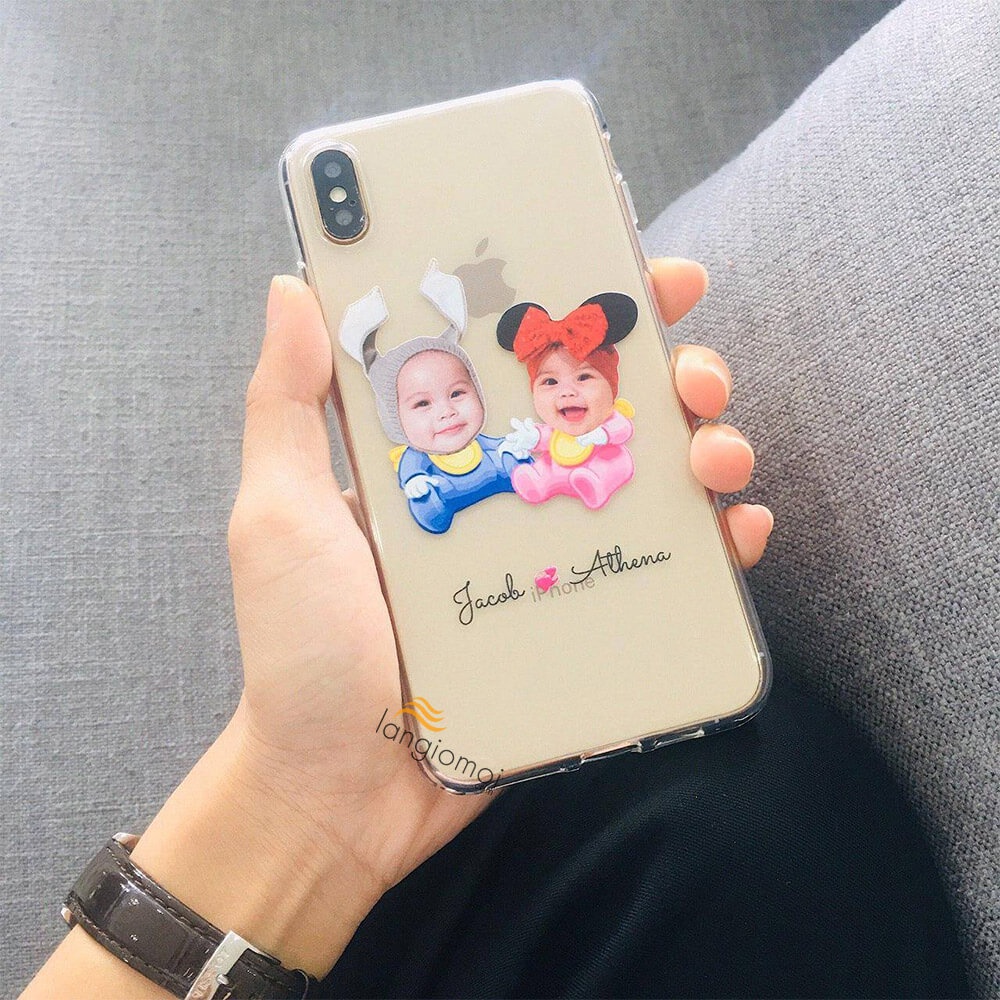Ốp lưng điện thoại ghép ảnh trẻ em chibi