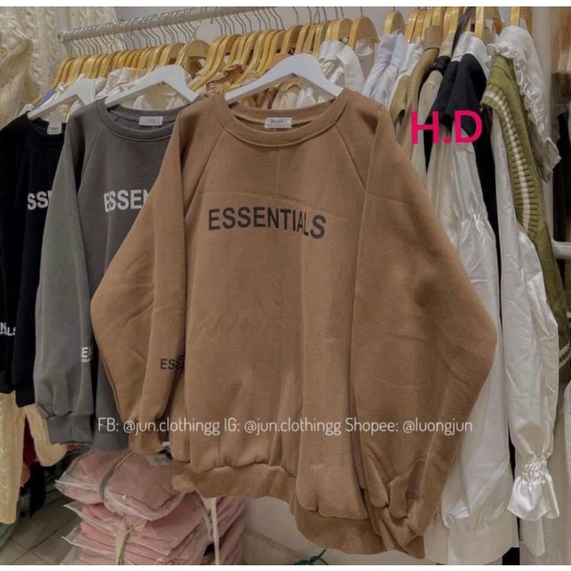 Áo Sweater cổ tròn dài tay bồng Essen, thun hoodie form rộng UlzzangChất đẹp Không Bai xù Trend 2022