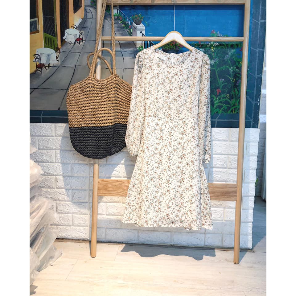 [VIDEO HÌNH THẬT] Váy hoa nhí vintage 110cm - 2 lớp vải cát hàn buộc nơ eo - 063 | BigBuy360 - bigbuy360.vn