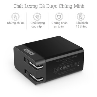 Củ Sạc ANKER 12W, 2 Cổng - [PowerPort 1 Lite, 1*IQ Port] - A2129 [Chính Hãng]