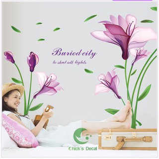 Decal dán tường Hoa tím mộng mơ