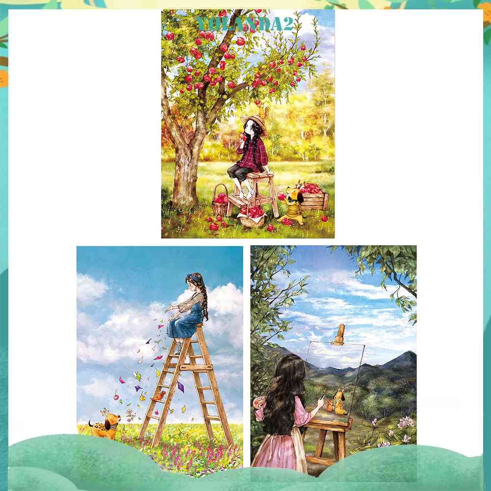 Bộ Tranh Thêu Chữ Thập 53x72cm 11CT Hình Cô Gái Màu Sắc Độc Đáo